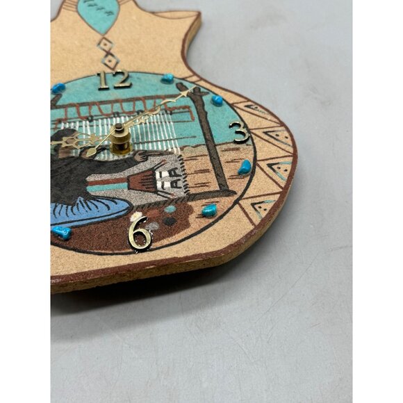 Handcrafted Southwestern Sand Art Wall Clock brown rug maker not tested 12" READ - Picture 6 of 12